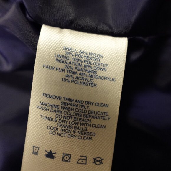 Lands’ End Down Puffer Parka Women’s 14W 0X Iridescent Navy Faux Fur Winter Coat - Picture 14 of 15